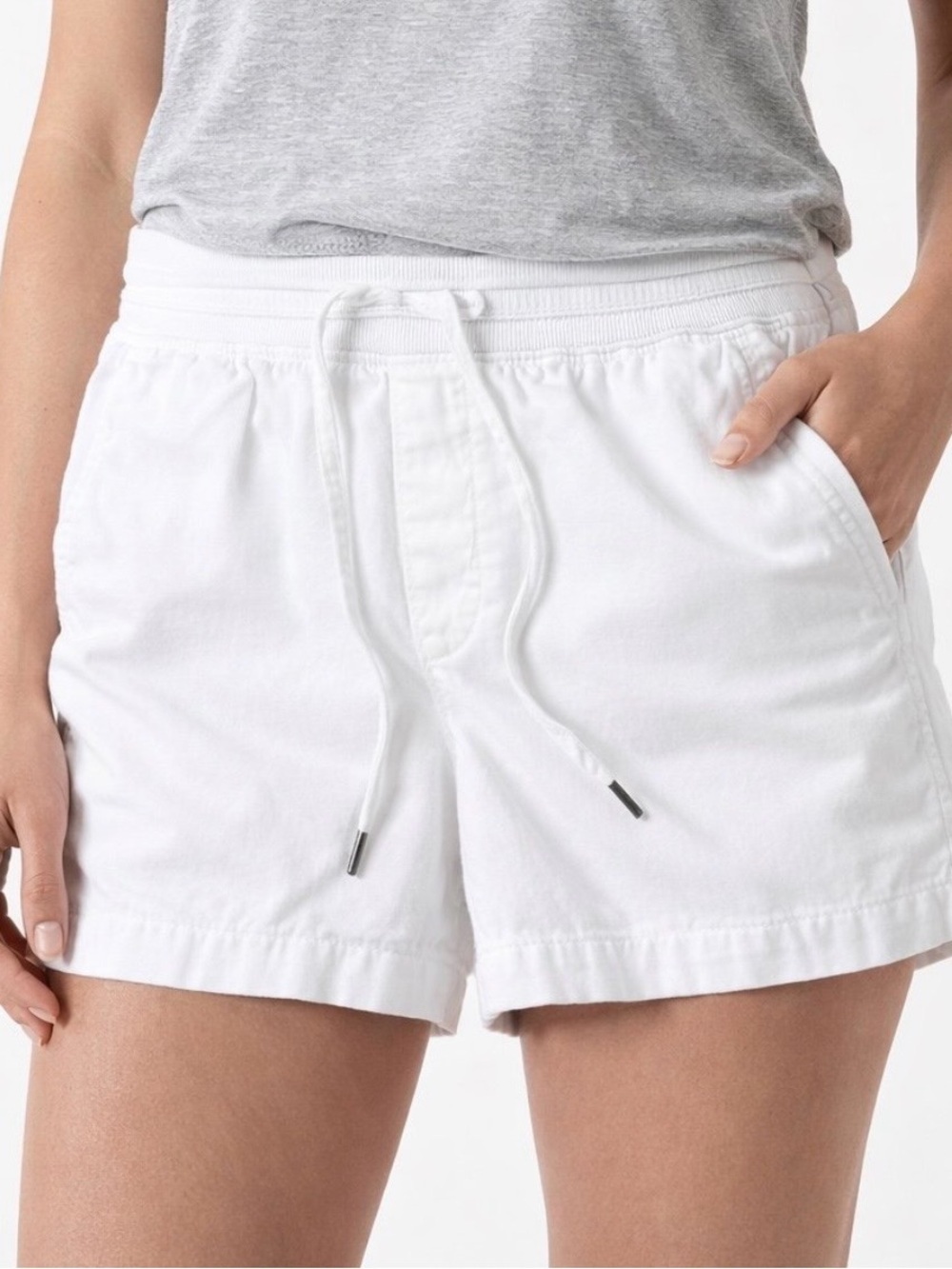 Orvis Women White  Pull On Drawstring Shorts Medium Cotton Lyocell Casual